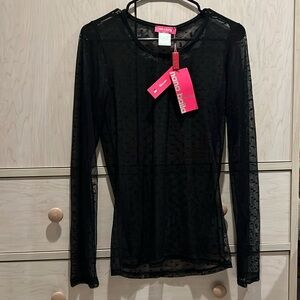 Mesh polkadot black long sleeve shirt